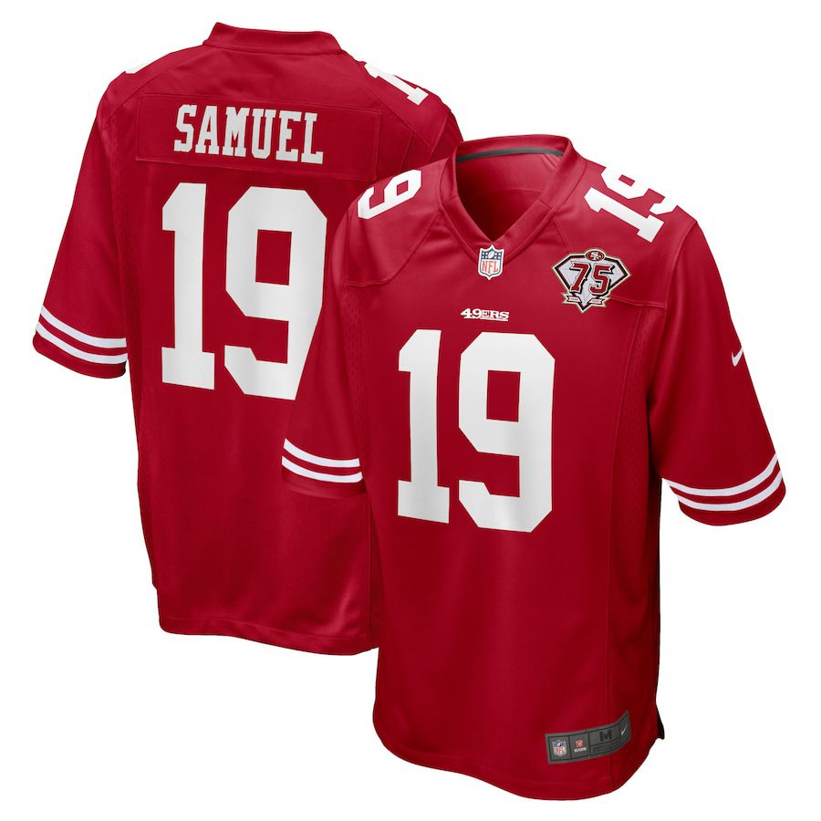 Men San Francisco 49ers 19 Deebo Samuel Nike Scarlet 75th Anniversary Game NFL Jersey